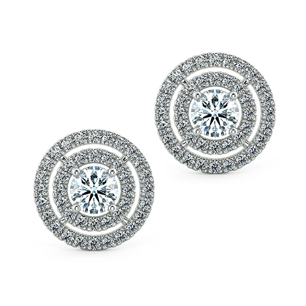 Double Halo Earrings, Gaping Halo Circle BTA2103